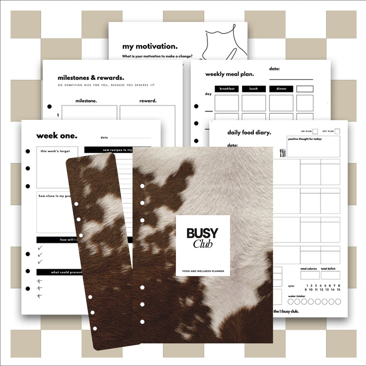 8 Week Food Diary Personal Planner Inserts - Cowgirl