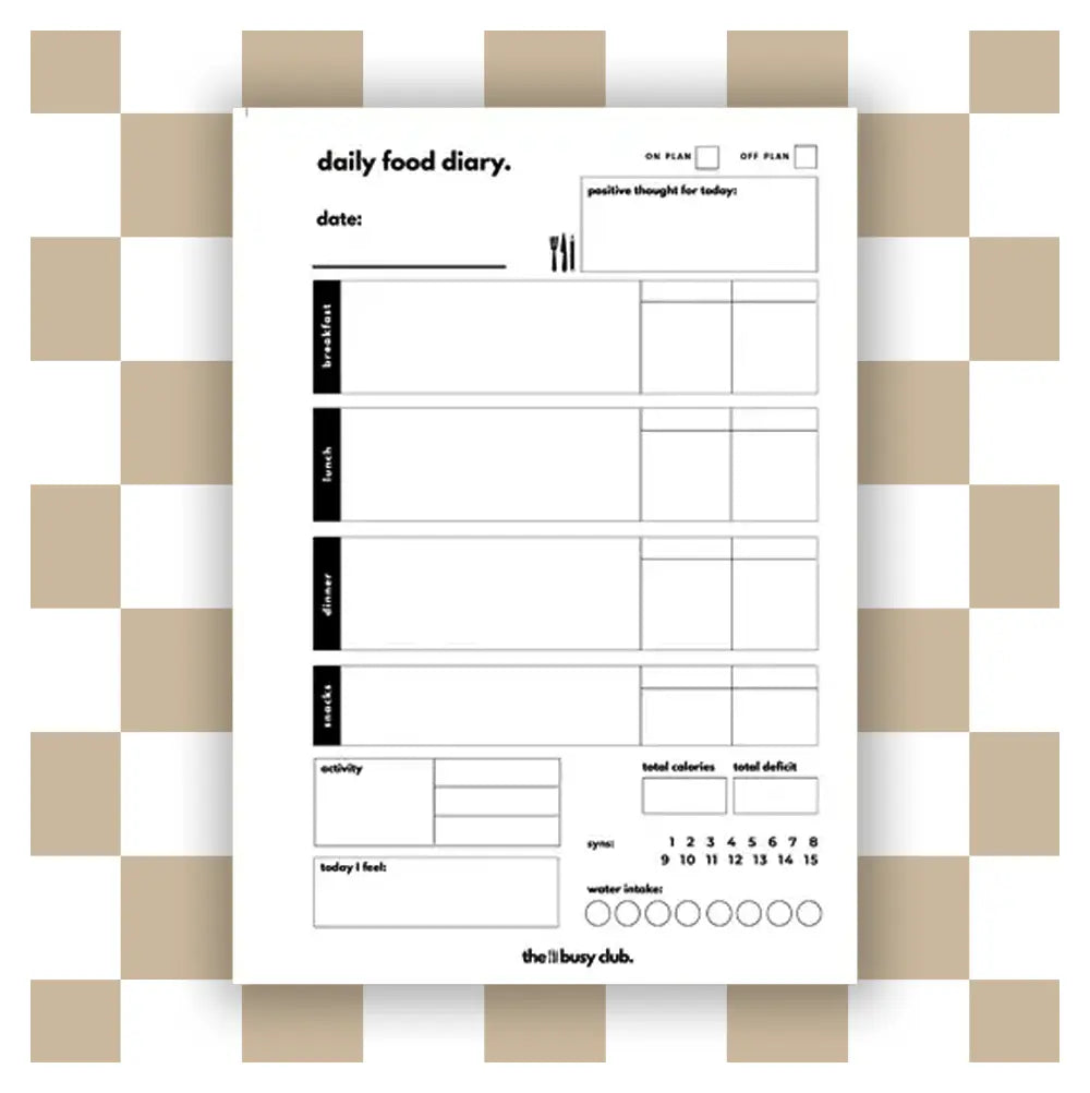 Daily Food Diary 'Blended Binder' Inserts