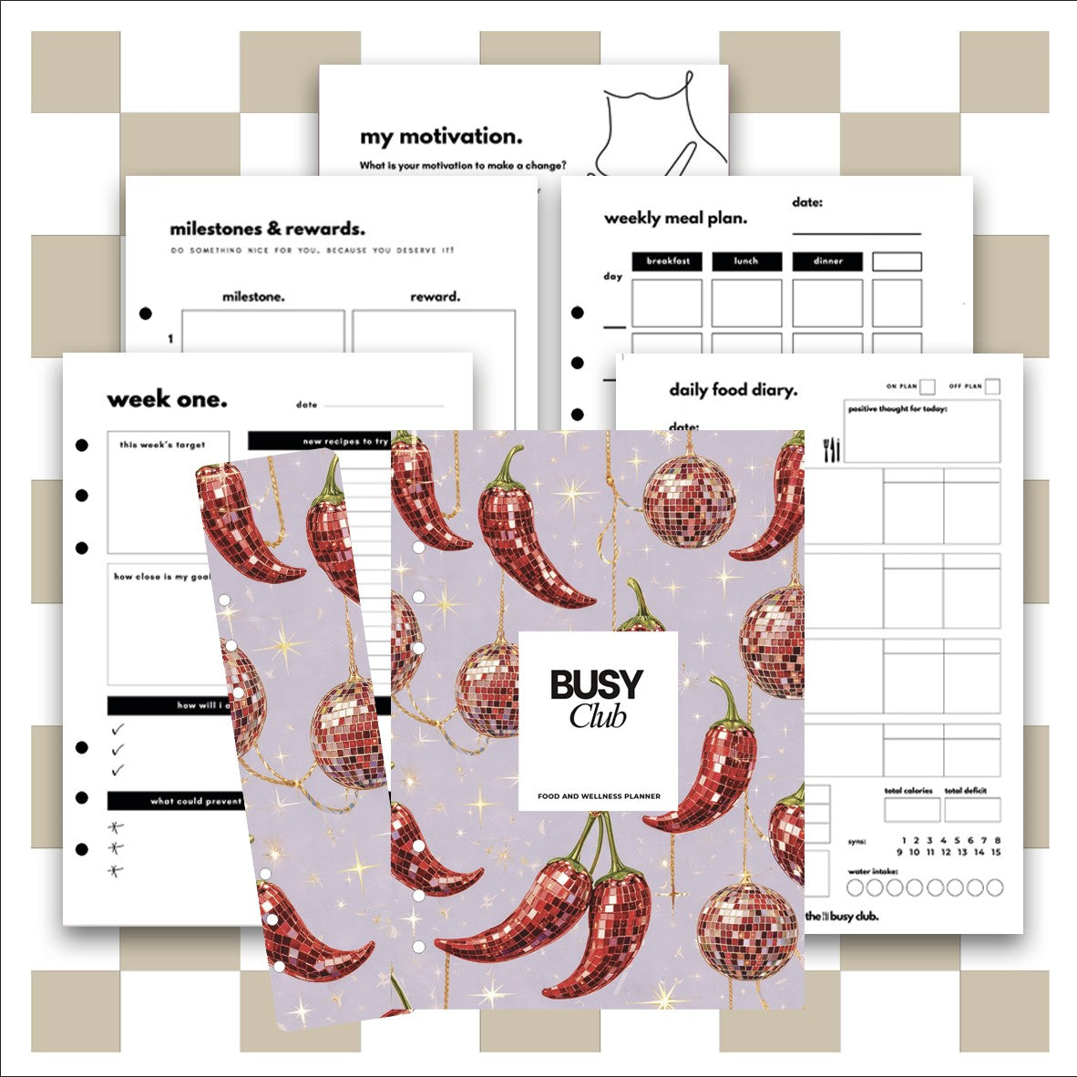 8 Week Food Diary Personal Planner Inserts - Sweet and Spicy