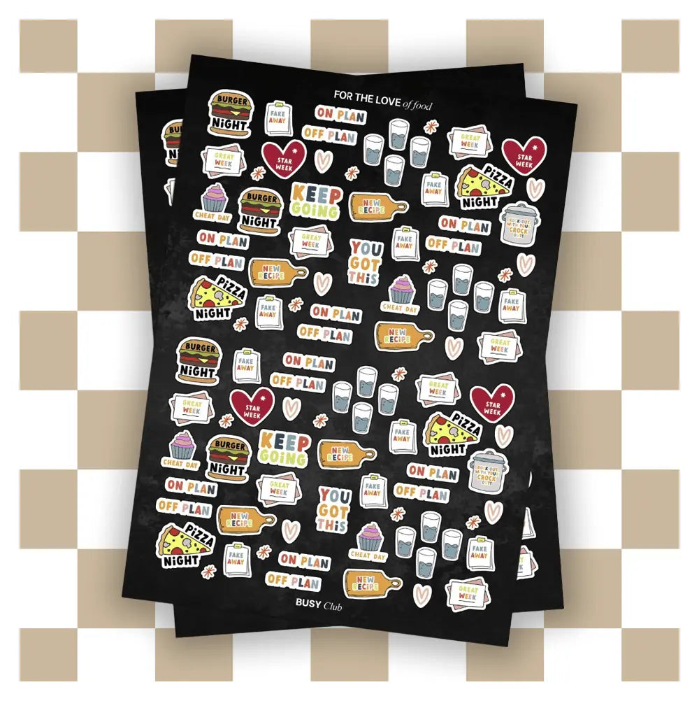 'For the love of food' Sticker Sheets
