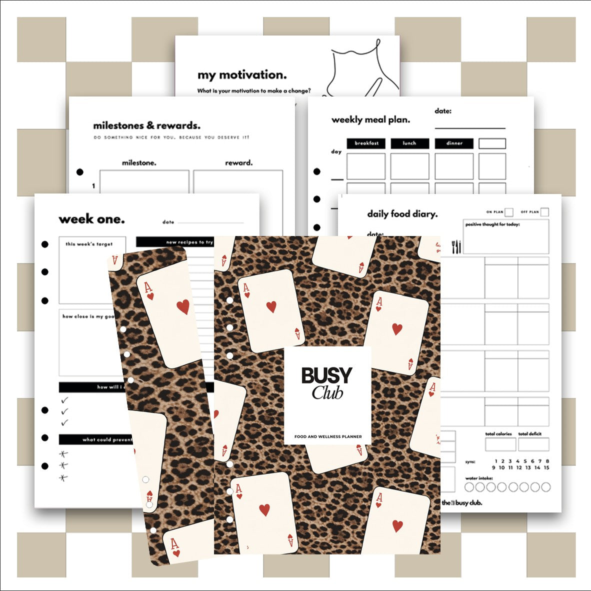 Food Diary Personal Planner Inserts - Lucky Cards | The Busy Club