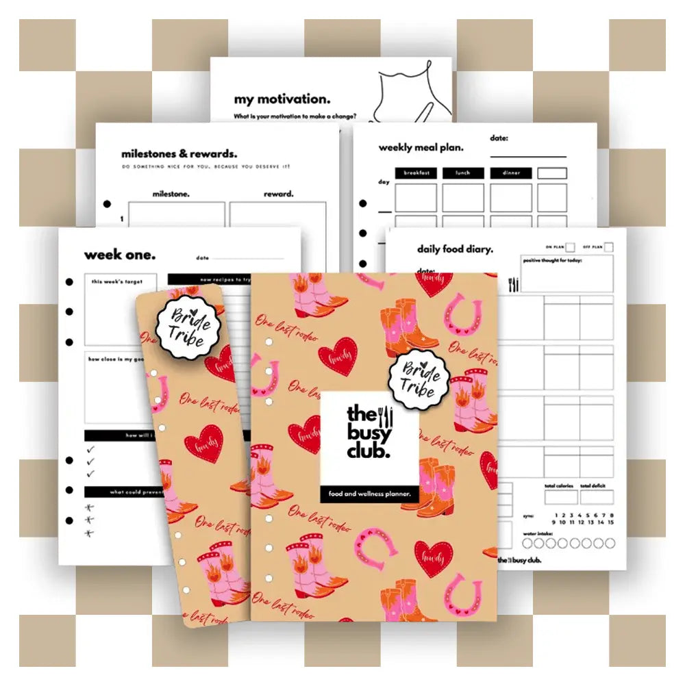 8 Week Food Diary Personal Planner Inserts - Wedding One Last Rodeo