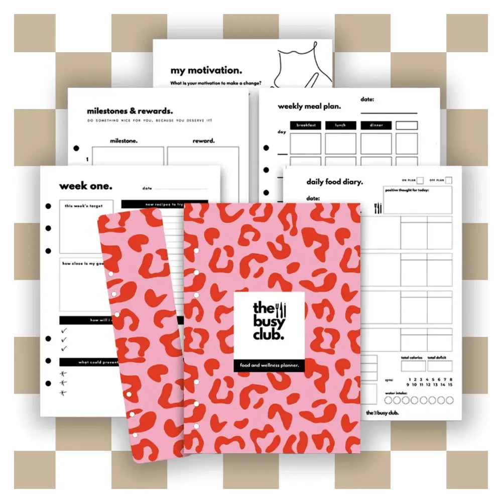 8 Week Food Diary Personal Planner Inserts - Pink Leopard