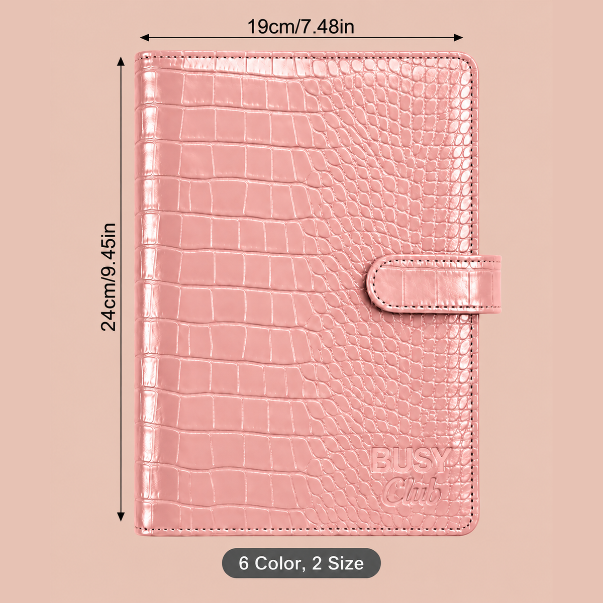 Embossed Croc A5 Ring Binder - Pink - Measurements