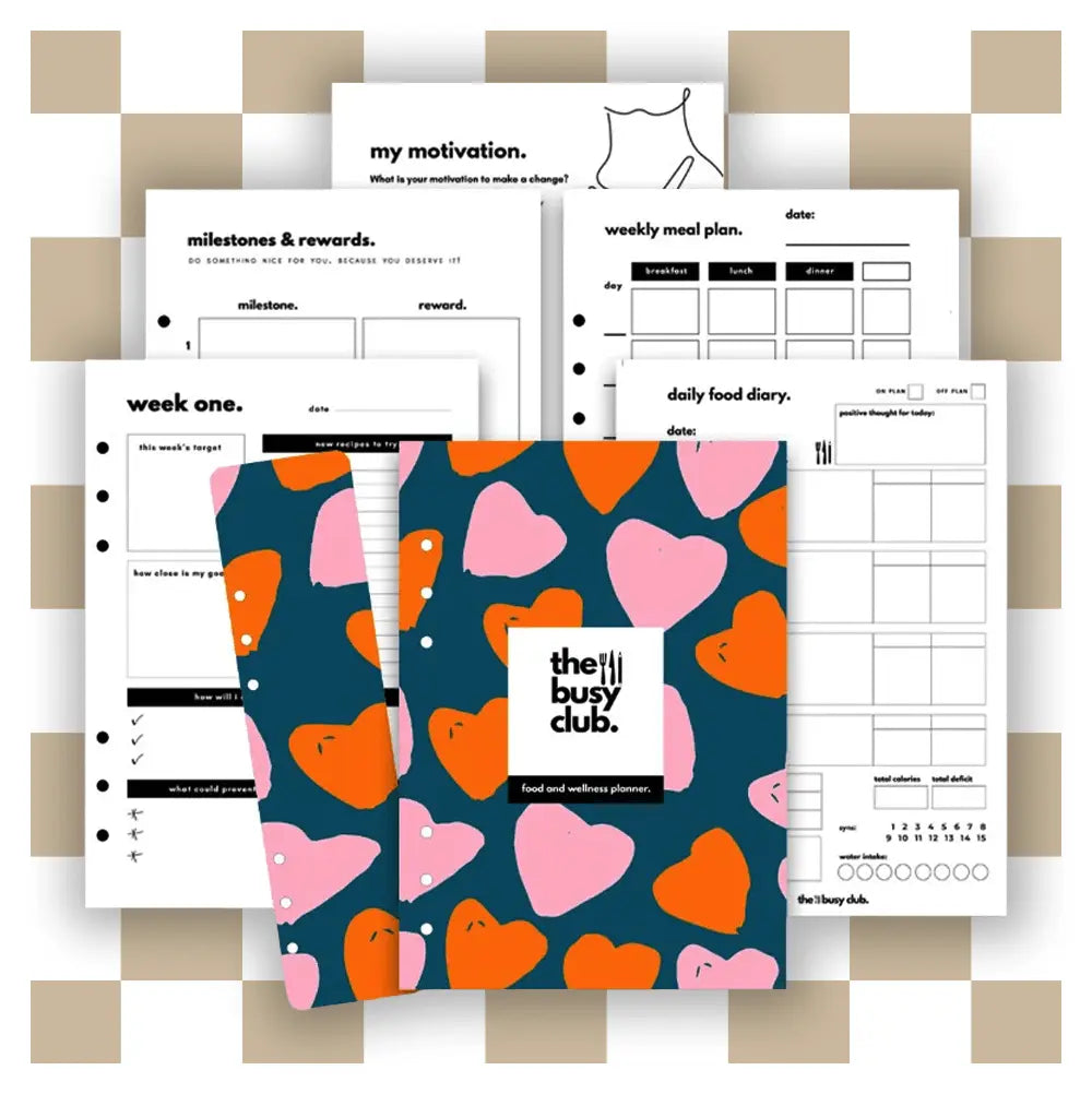 8 Week Food Diary Personal Planner Inserts - Queen of Hearts
