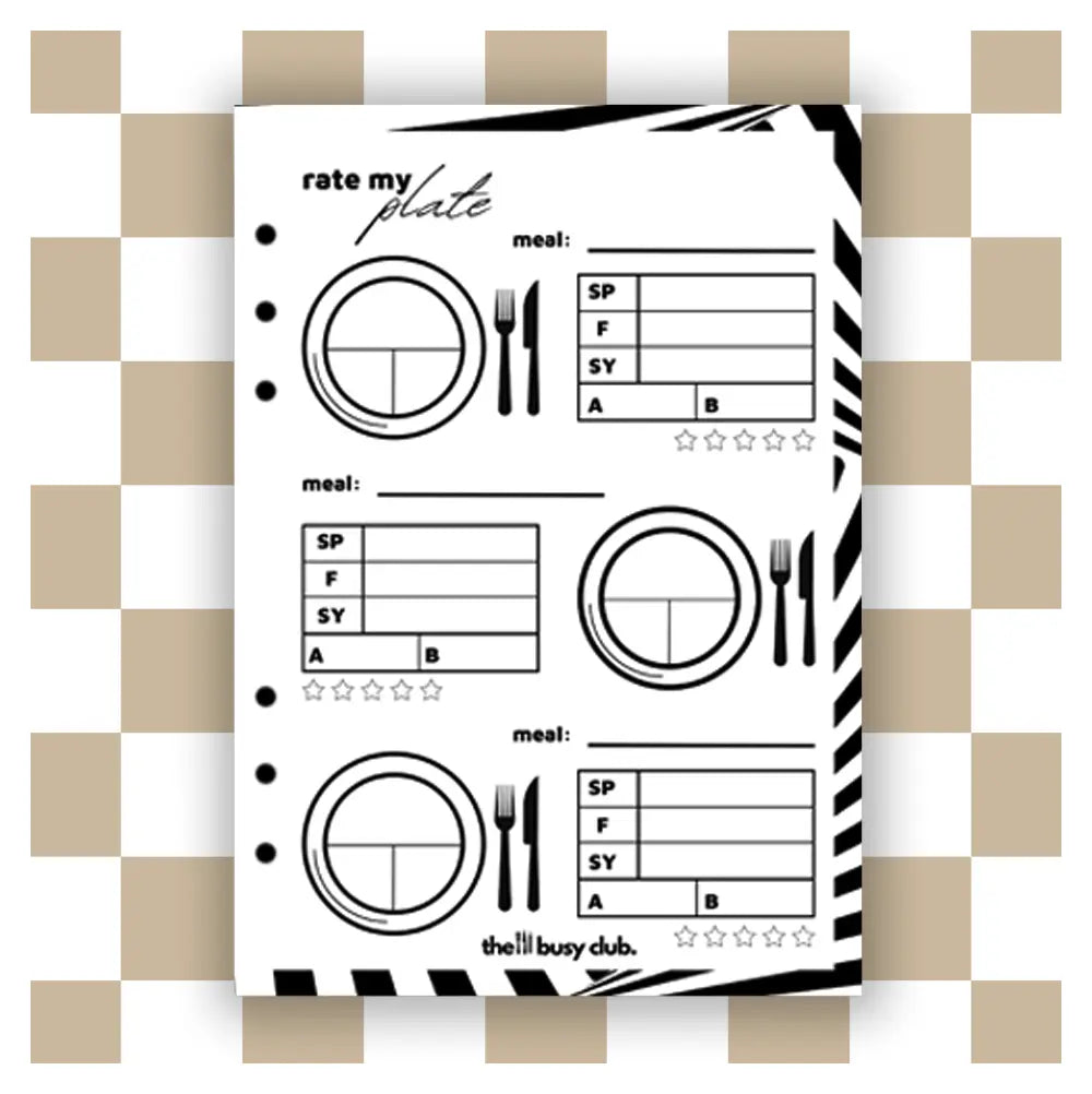 ‘Rate My Plate’ Meal Planning Inserts