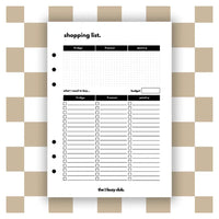 Shopping List 'Blended Binder' Inserts