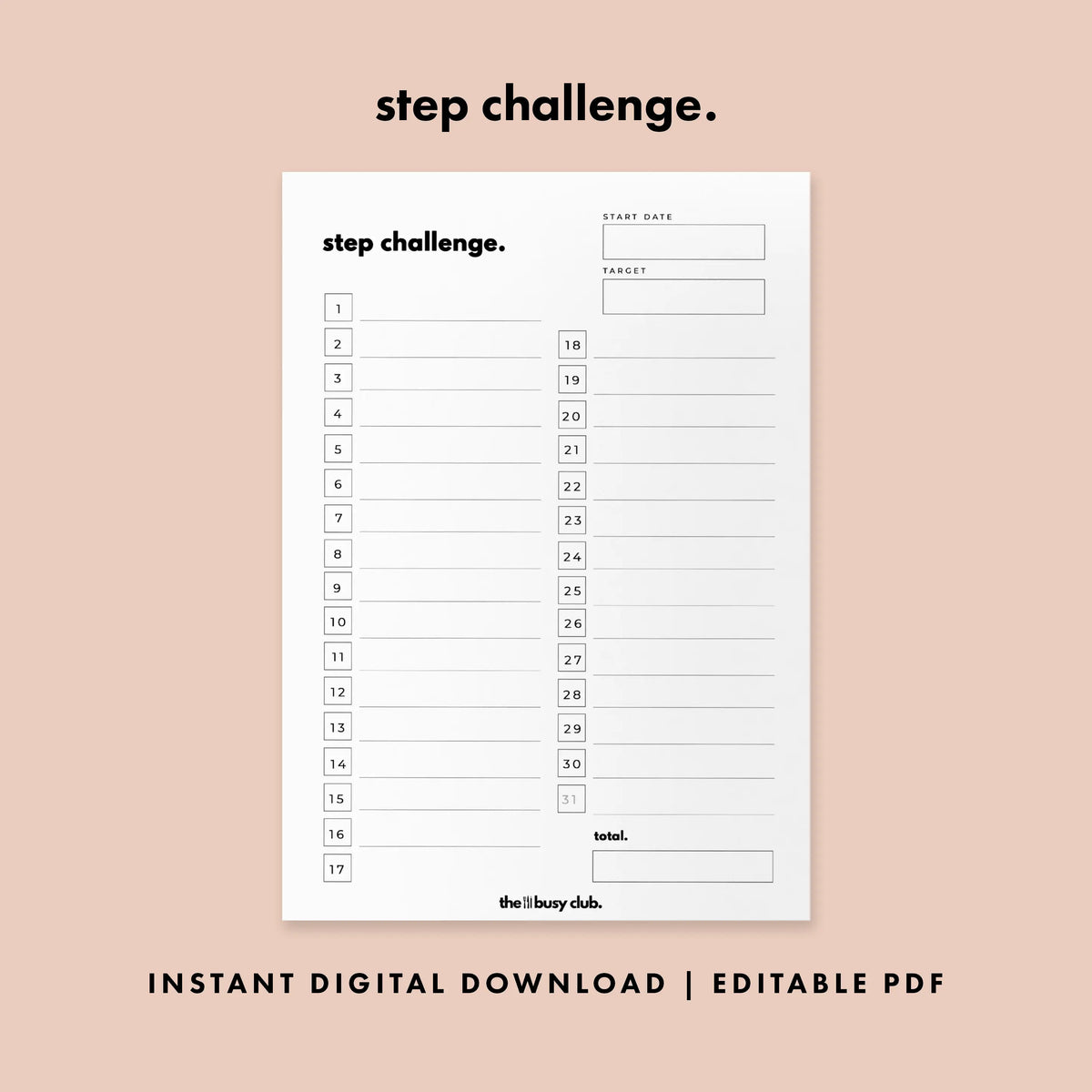 February Step Challenge Worksheet.pdf Step Challenge | Printable Digital Download