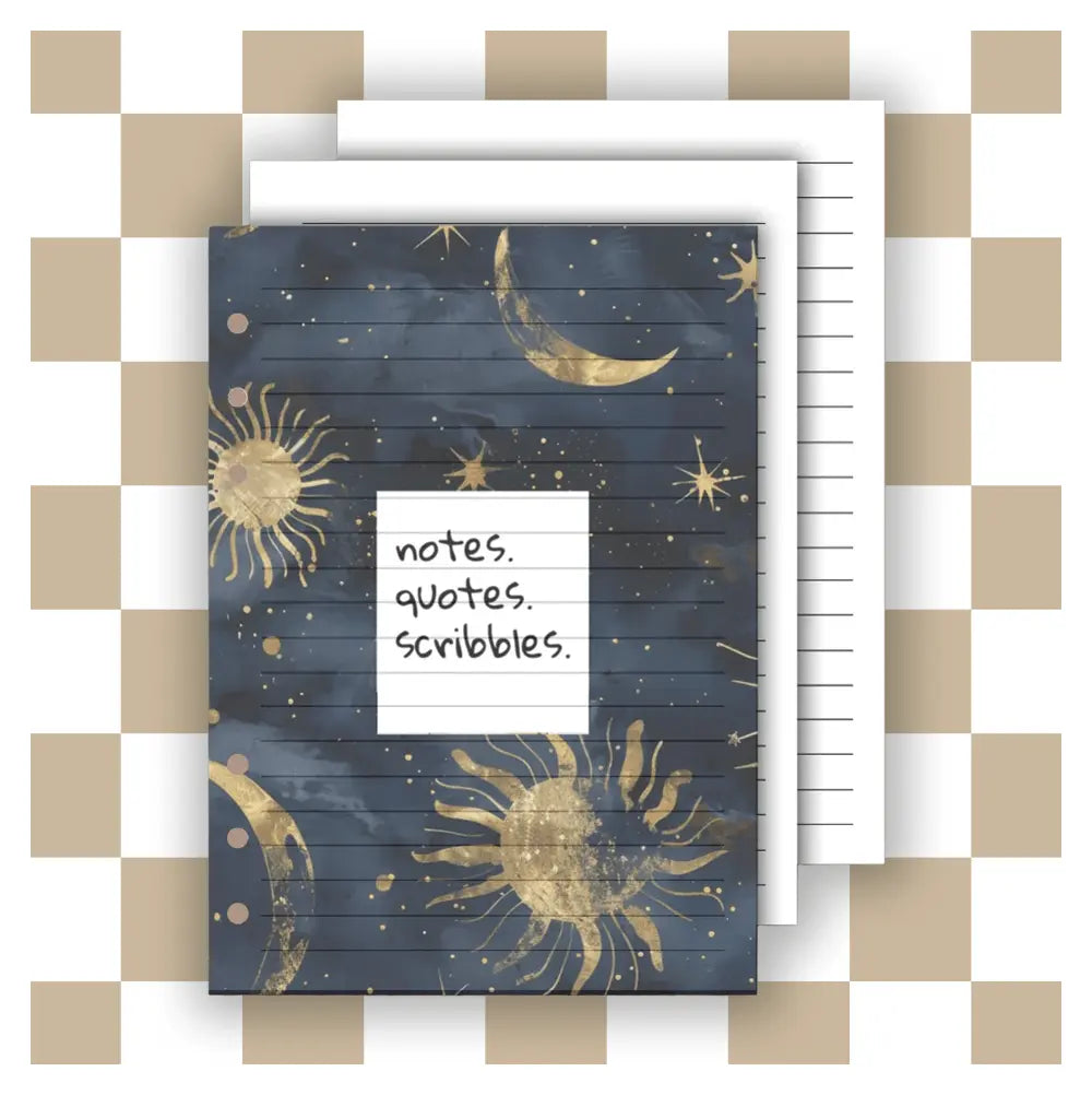 A5 Personal Planner Note Pages - Sun