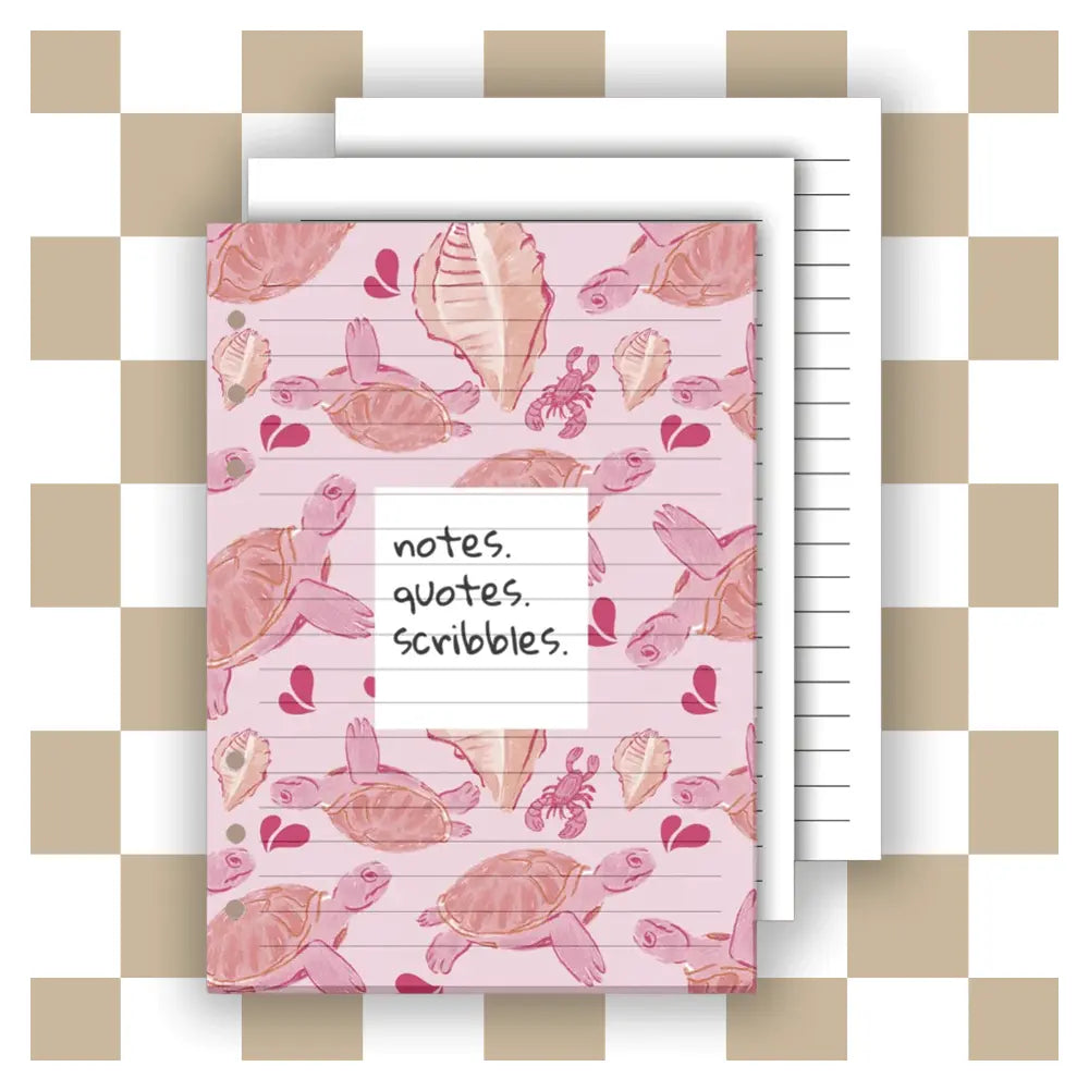 A5 Personal Planner Note Pages - Turtle Bay