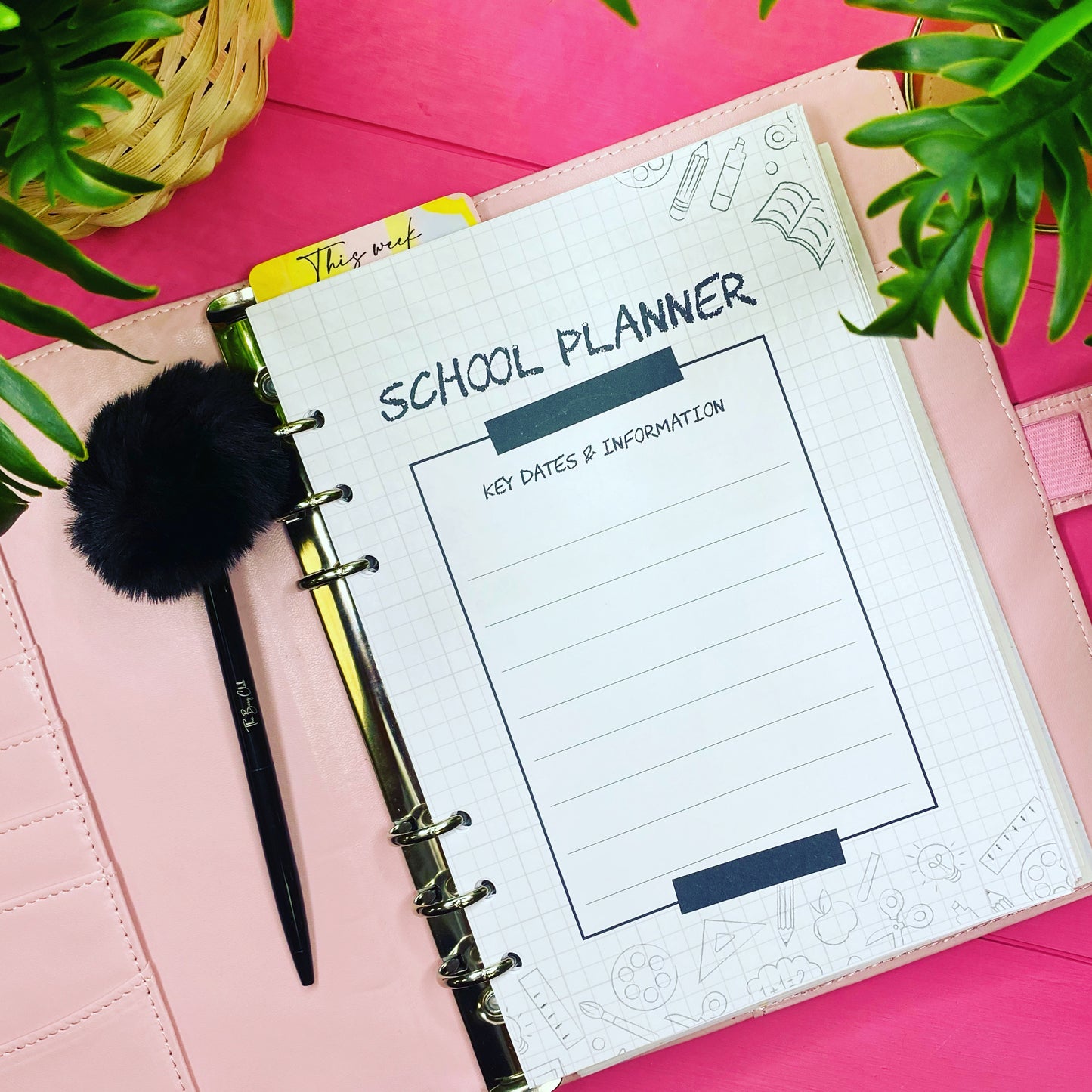 'School Planner' Binder Insert