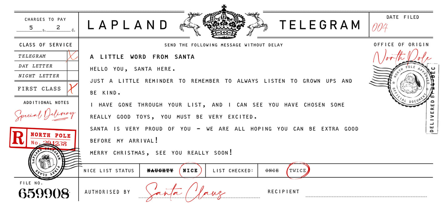 Santa Claus Telegram & Certificate