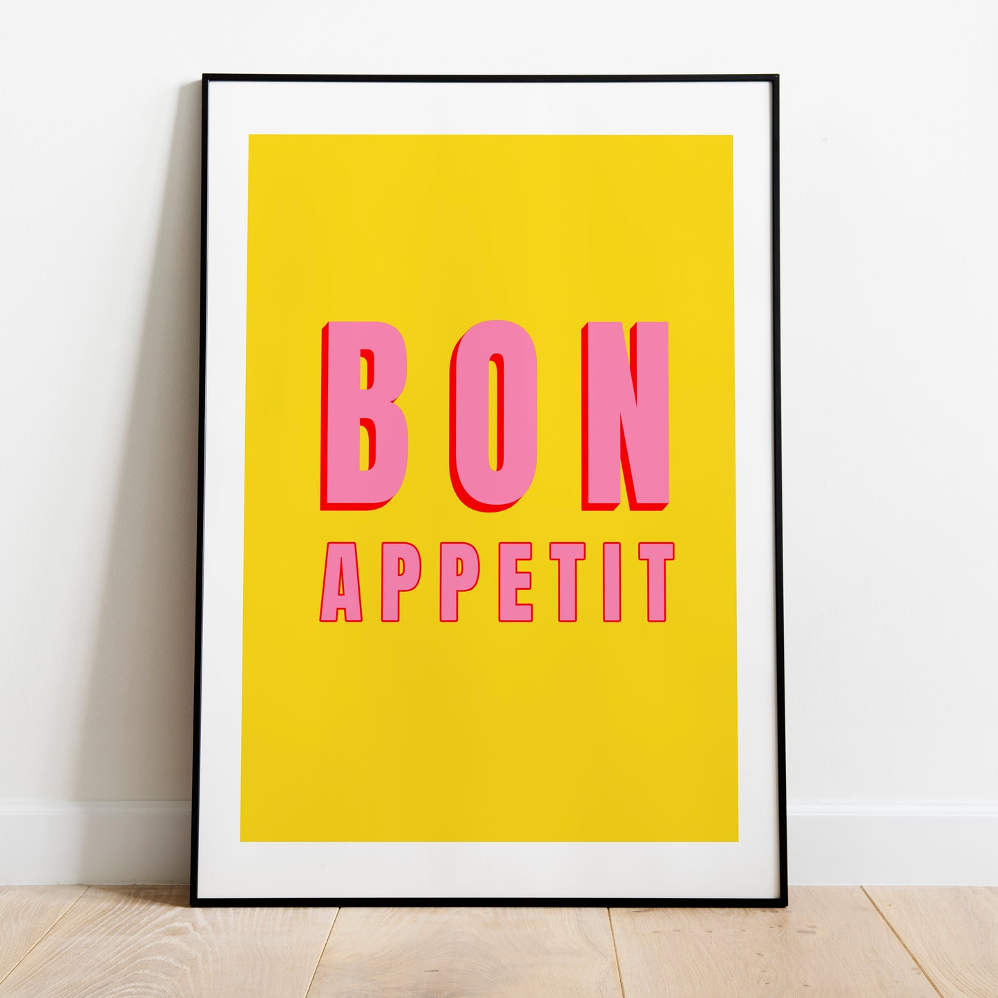 'Bon Appetit' Bright Yellow Pink & Red Print